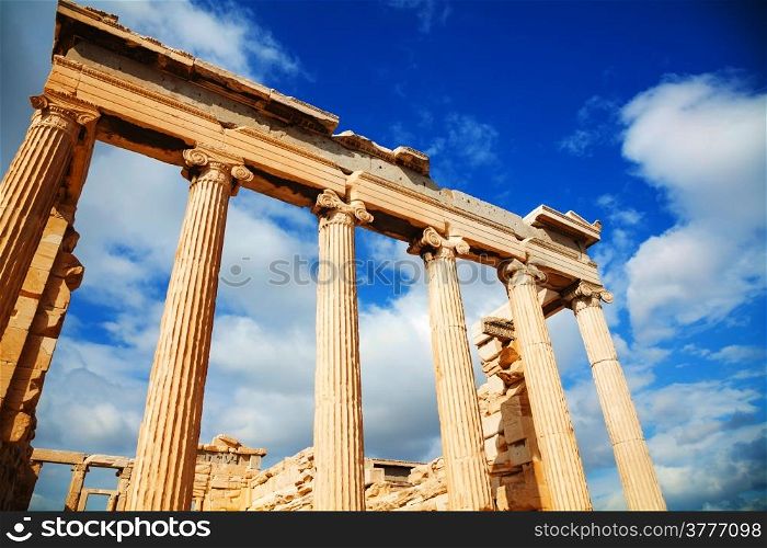 Erechtheum facade at Acropolis in Athens, Greece