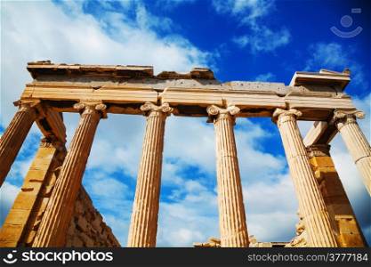 Erechtheum facade at Acropolis in Athens, Greece