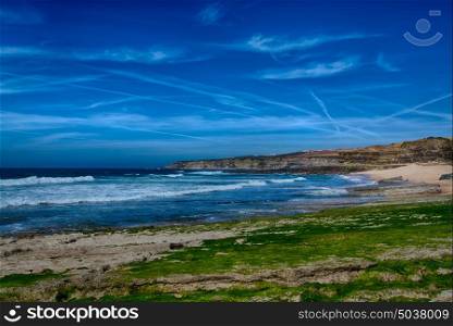 Ericeira Portugal. 13 April 2017.Pedra Branca beach/ Backdoor/ Reef.Pedra Branca beach is Part of the World Surfing Reserve and its right outside Ericeira Village. Ericeira, Portugal. photography by Ricardo Rocha.