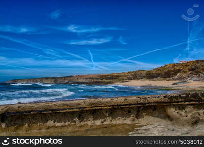 Ericeira Portugal. 13 April 2017.Pedra Branca beach/ Backdoor/ Reef.Pedra Branca beach is Part of the World Surfing Reserve and its right outside Ericeira Village. Ericeira, Portugal. photography by Ricardo Rocha.