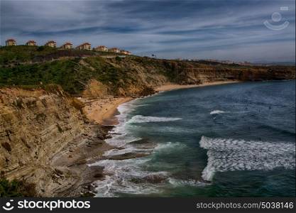 Ericeira Portugal. 13 April 2017.Ribeira de Ilhas in Ericeira.Ribeira de Ilhas beach is Part of the World Surfing Reserve and its right outside Ericeira Village. Ericeira, Portugal. photography by Ricardo Rocha.