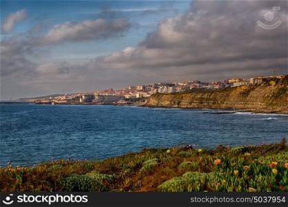 Ericeira Portugal. 13 April 2017.View of Ericeira Village from St. Julians beach. Ericeira, Portugal. photography by Ricardo Rocha.