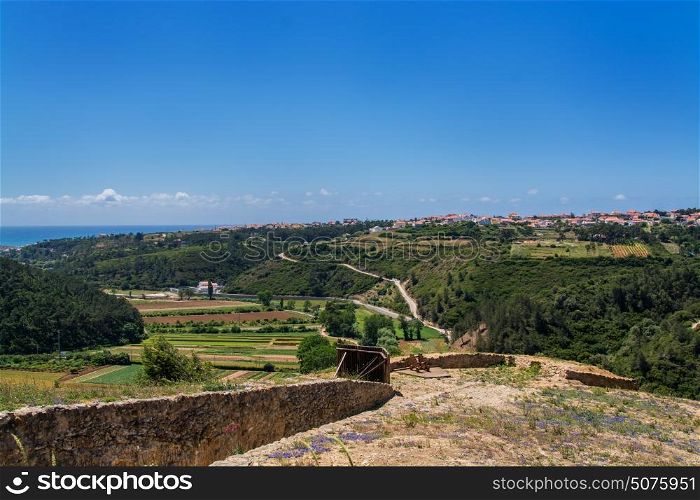 Ericeira Portugal. 19 May 2017.Zambumjal Fort near Ericeira Village is part of the second line of defense of Lisbon in the Napoleonic wars.Ericeira, Portugal. photography by Ricardo Rocha.