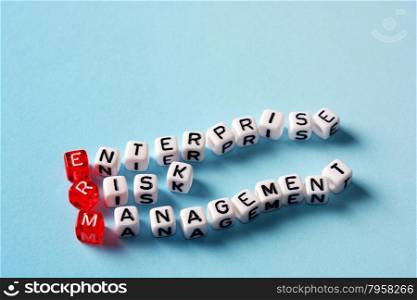 ERM Enterprise Risk Management writen on black and white dices