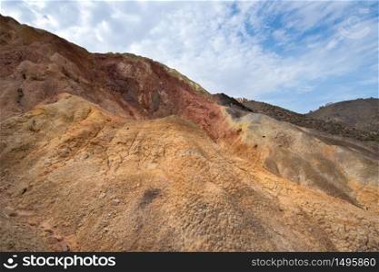 Eroded terrain in the old mine of Mazarron, Murcia, Spain.
