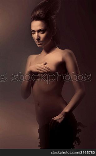erotic nude woman in dark