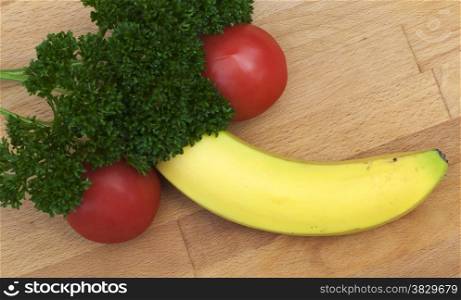 erotis fun food as a joke with banana and tomato