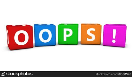 Error 404 page not found concept with oops sign on colorful cubes for blog, website and online business.