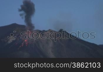 Erupting volcano Stromboli, Italy