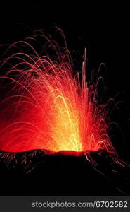 Erupting Volcano, Stromboli, Italy.