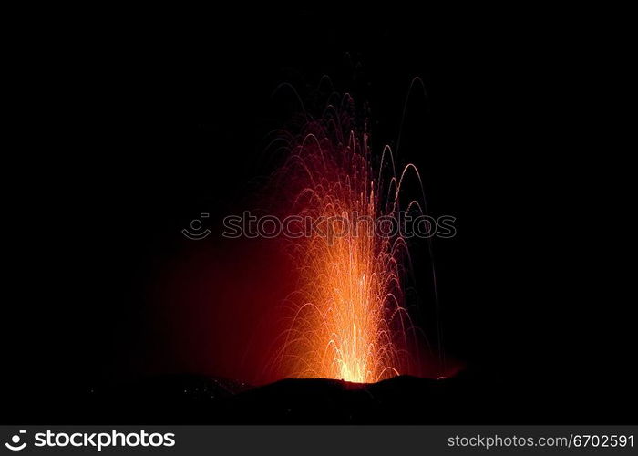 Erupting Volcano, Stromboli, Italy.