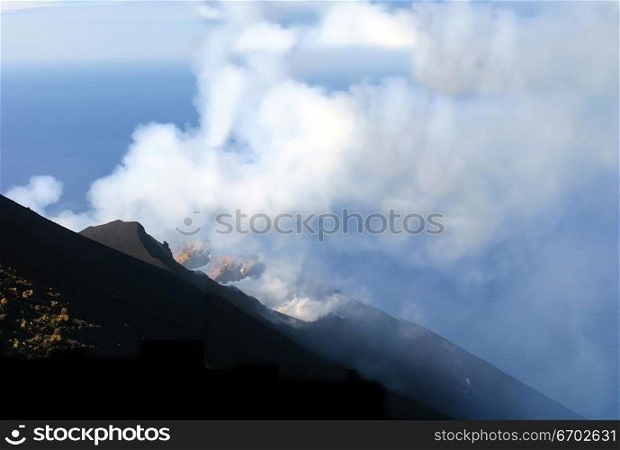 Erupting Volcano, Stromboli, Italy.