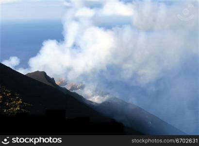Erupting Volcano, Stromboli, Italy.