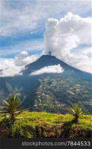Eruption of a volcano Tungurahua, Cordillera Occidental of the Andes of central Ecuador, South America