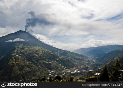 Eruption of a volcano Tungurahua, Cordillera Occidental of the Andes of central Ecuador, South America