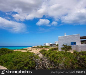 Es calo Escalo de san Agustin Beach white houses in Formentera Balearic islands