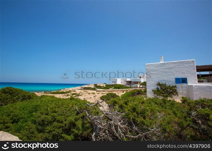 Es calo Escalo de san Agustin Beach white houses in Formentera Balearic islands
