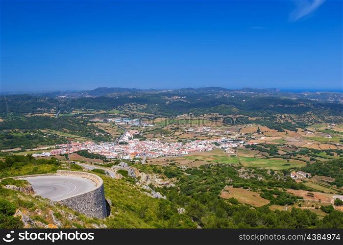 Es mercadal town viewed from Monte Toro mountain at Menorca island, Spain.