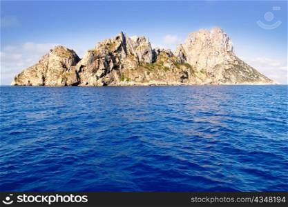 Es Vedra islet and Vedranell islands in blue Mediterranean Spain