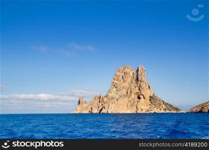Es Vedra islet island in blue Mediterranean Spain