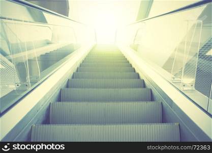 Escalator. Retro style filtred image