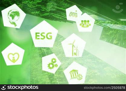 esg concept on green background Environmental Social Governance