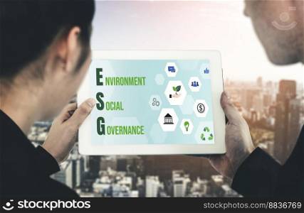ESG environmental social governance policy for modish business to set a standard to achieve high ESG score. ESG environmental social governance policy for modish business