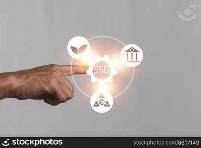 ESG icon concept for environmental, social governance in sustainable and ethical business on the Network connection