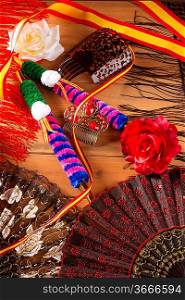 Espana typical from Spain with flag rose fan bullfighter and flamenco comb