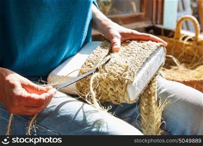 Esparto halfah grass crafts craftsman hands working
