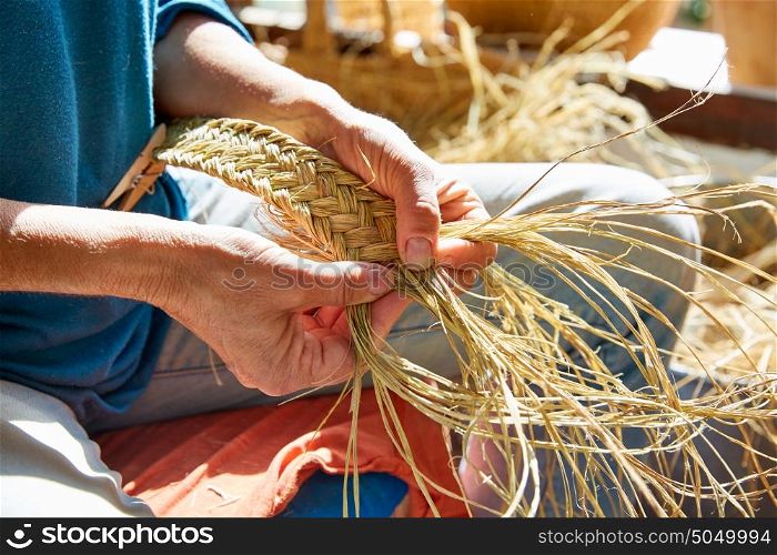 Esparto halfah grass crafts craftsman hands working