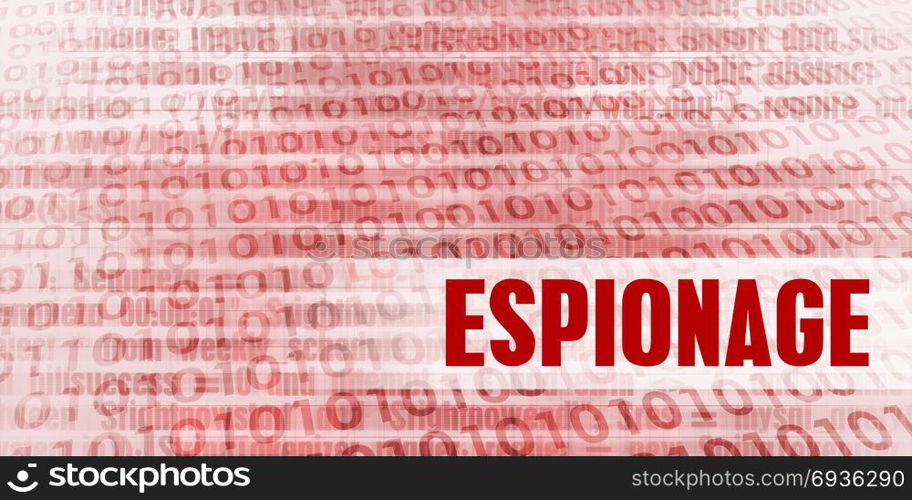 Espionage Alert on a Red Binary Danger Background. Espionage Alert