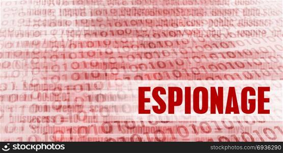 Espionage Alert on a Red Binary Danger Background. Espionage Alert