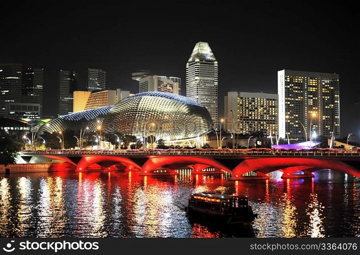 Esplanade theater is a modern building for musical,art gallery and concert located at riverside near Singapore Flyer.