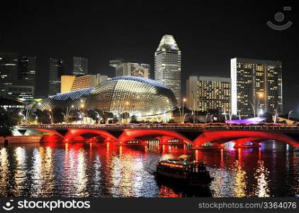 Esplanade theater is a modern building for musical,art gallery and concert located at riverside near Singapore Flyer.