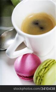 Espresso and french colorful macaroons