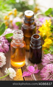 essential oils and medical flowers herbs