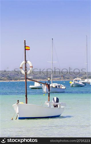 estany des peix in Formentera lake anchor boats Mediterranean Spain
