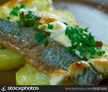 Estonian Baked Herring with Potatoes. Baltic cuisine