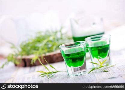 estragon drink shot on a table, stock photo