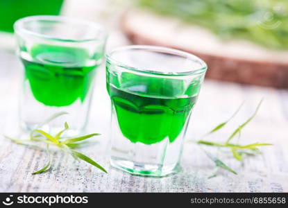 estragon drink shot on a table, stock photo