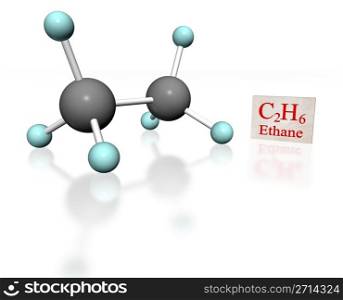 ethane molecula with label on white background