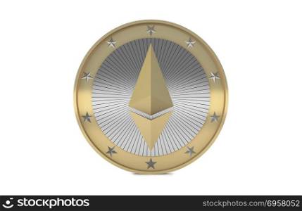 Ethereum coin isolated on white background, 3d render