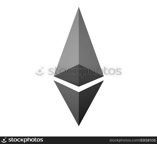 Ethereum symbol icon isolated on white ,3d Illustration
