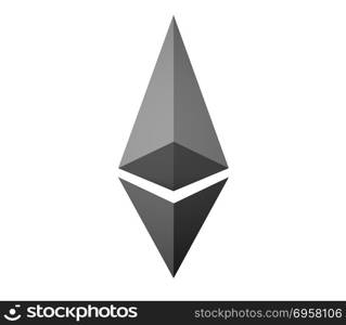 Ethereum symbol icon isolated on white ,3d Illustration