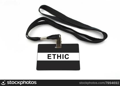 ethic badge with strip isolated on white background