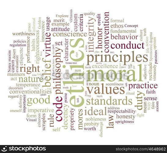 ethics and morales word or tag cloud