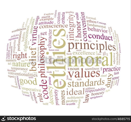 ethics and morales word or tag cloud