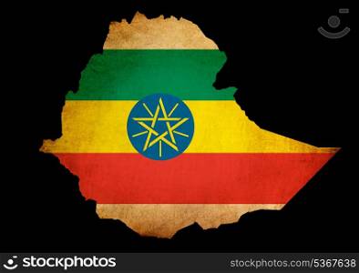 Ethiopia flag and map on grunge texture illustration