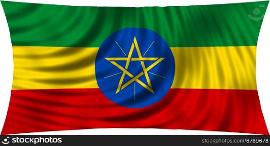 Ethiopian national official flag. African patriotic symbol, banner, element, background. Correct colors. Flag of Ethiopia waving, isolated on white, 3d illustration